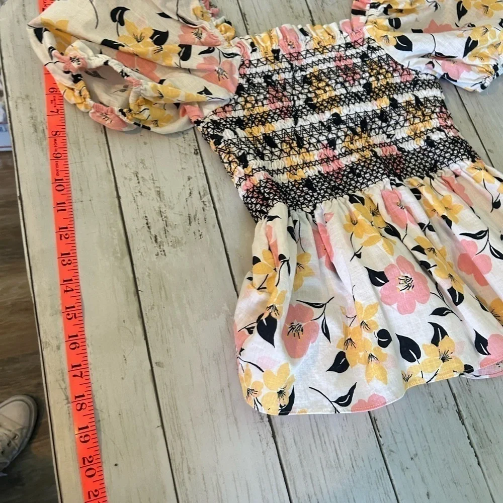 Kate Spade Lily Blooms Puff-sleeve Top XS